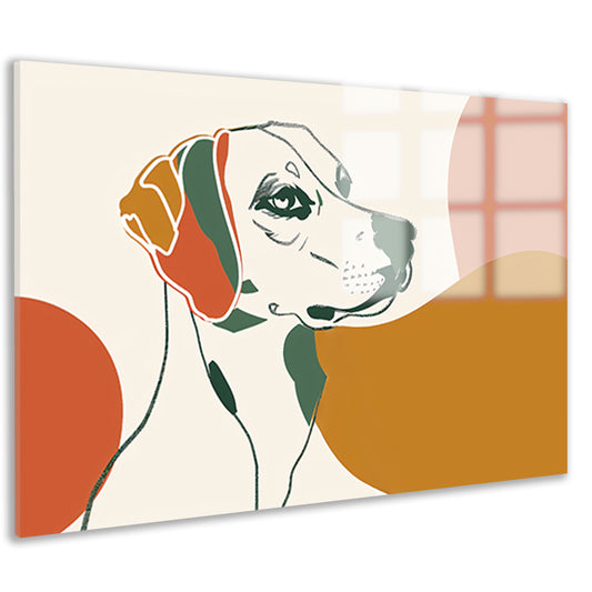 Abstracte lijntekening van een hond in kleur acrylglas