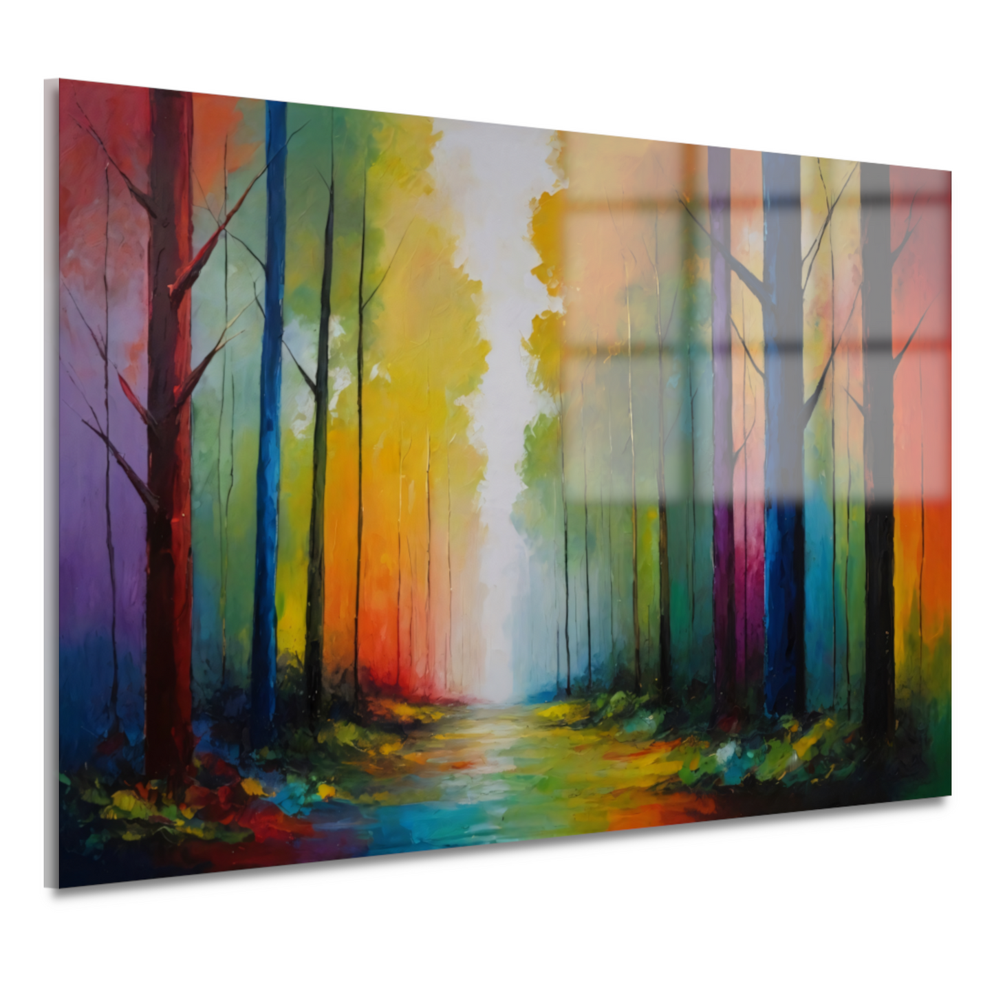Wandeling in een Kleurrijk Impressief Bos acrylglas