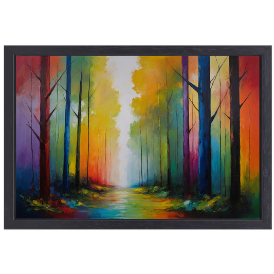 Wandeling in een Kleurrijk Impressief Bos canvas met baklijst