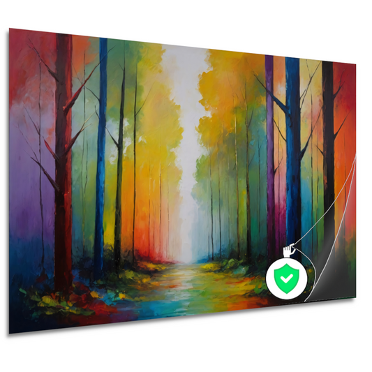 Wandeling in een Kleurrijk Impressief Bos poster