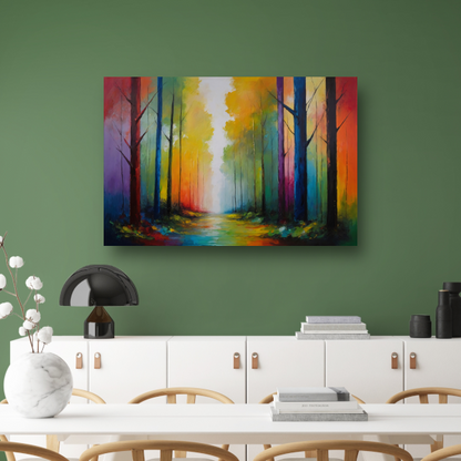 Wandeling in een Kleurrijk Impressief Bos poster