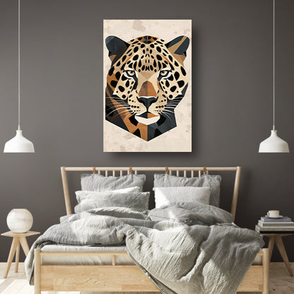 Geometrisch Portret van een Luipaard in Kleur acrylglas