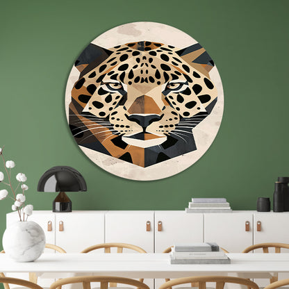 Geometrisch Portret van een Luipaard in Kleur forex muurcirkel