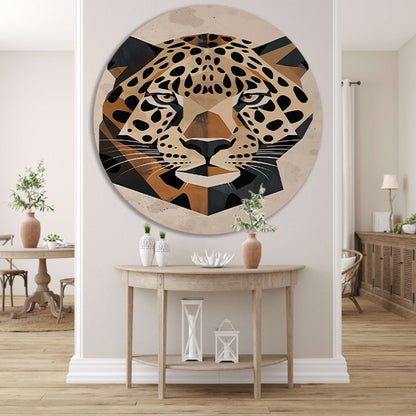 Geometrisch Portret van een Luipaard in Kleur forex muurcirkel