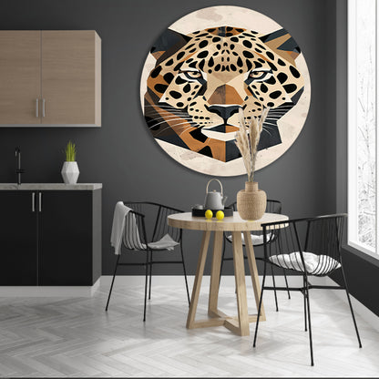 Geometrisch Portret van een Luipaard in Kleur forex muurcirkel