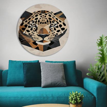 Geometrisch Portret van een Luipaard in Kleur forex muurcirkel