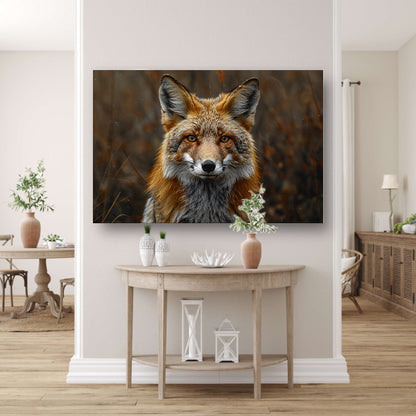 Realistisch portret van een vos in het bos canvas