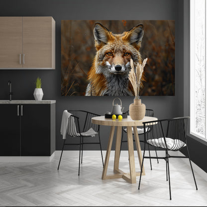 Realistisch portret van een vos in het bos canvas
