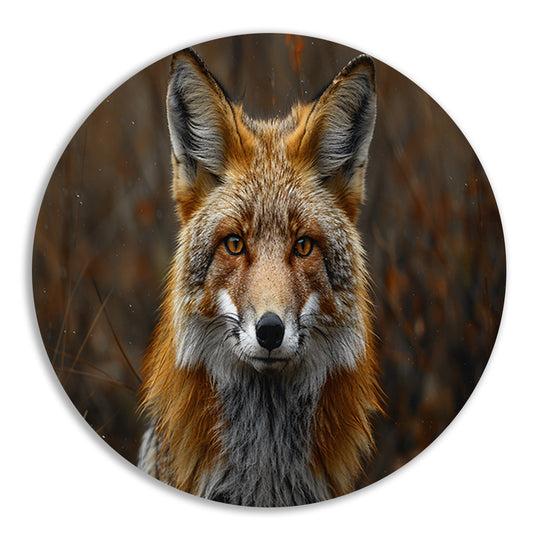 Realistisch portret van een vos in het bos aluminium muurcirkel