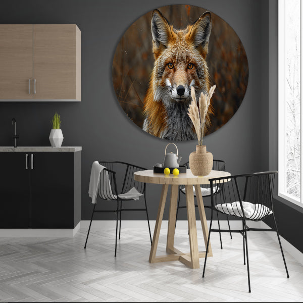 Realistisch portret van een vos in het bos aluminium muurcirkel