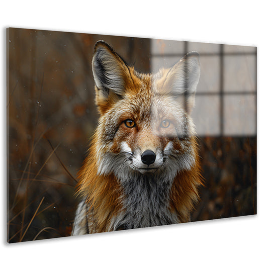 Realistisch portret van een vos in het bos acrylglas