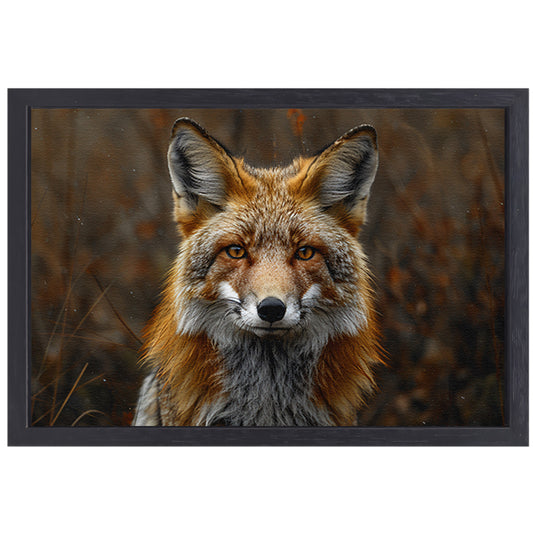 Realistisch portret van een vos in het bos canvas met baklijst