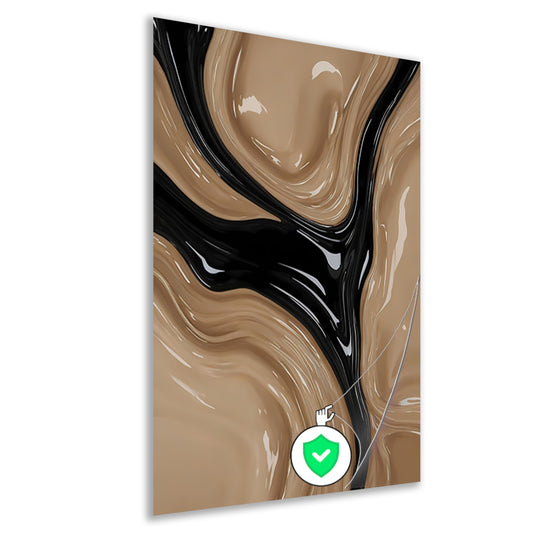 Abstracte Golvende Vormen in Beige en Zwart poster