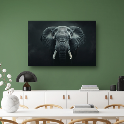 Olifant in het Duister met Slagtanden canvas met baklijst
