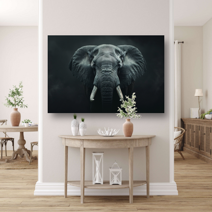 Olifant in het Duister met Slagtanden canvas met baklijst