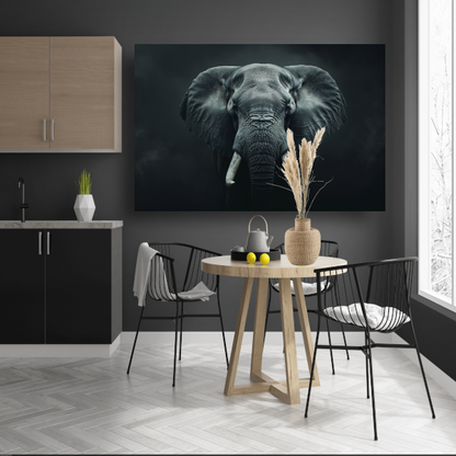 Olifant in het Duister met Slagtanden canvas met baklijst