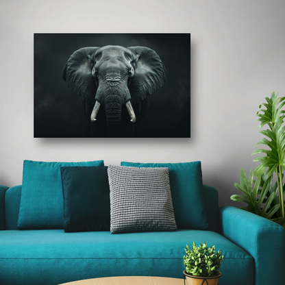 Olifant in het Duister met Slagtanden canvas met baklijst