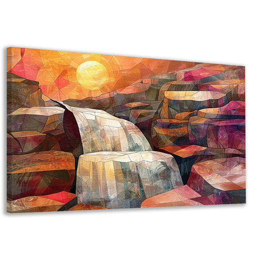 Abstracte schilderij van waterval bij zonsopgang canvas