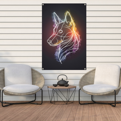 Abstracte Kleurrijke Hond Lijntekening tuinposter