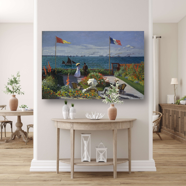 Tuin in Sainte-Adresse - Claude Monet canvas met baklijst