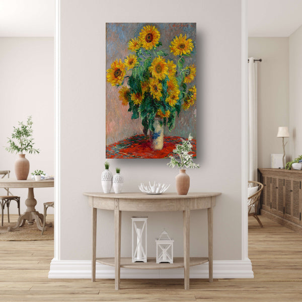 Boeket Zonnebloemen - Claude Monet canvas met baklijst