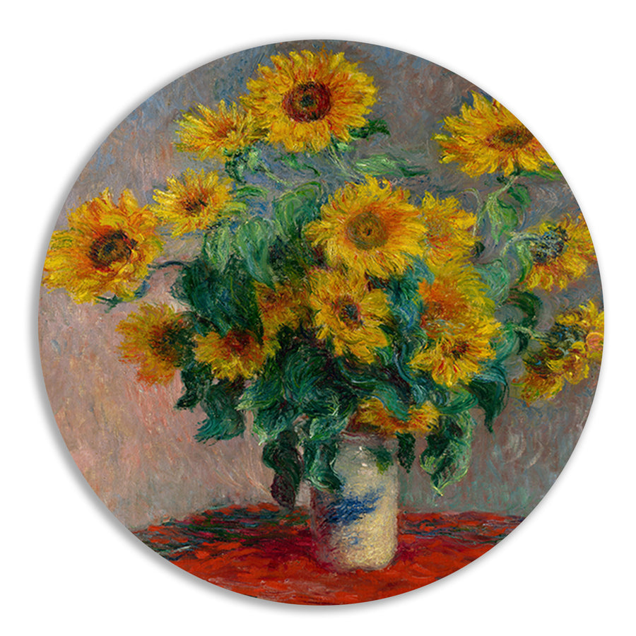 Boeket Zonnebloemen - Claude Monet aluminium muurcirkel