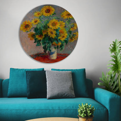 Boeket Zonnebloemen - Claude Monet aluminium muurcirkel