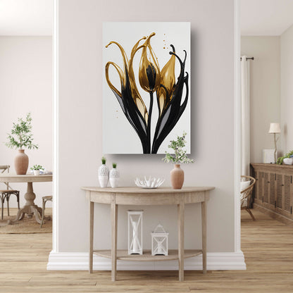 Abstracte Gouden en Zwarte Tulpen Silhouet acrylglas