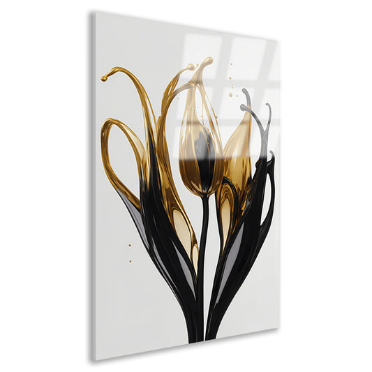 Abstracte Gouden en Zwarte Tulpen Silhouet acrylglas