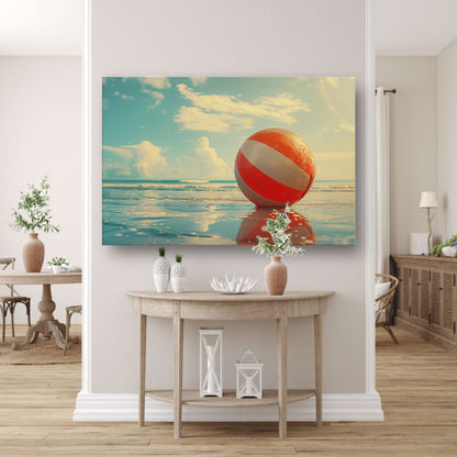 Strandbal op het strand canvas