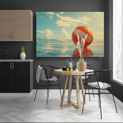 Strandbal op het strand canvas