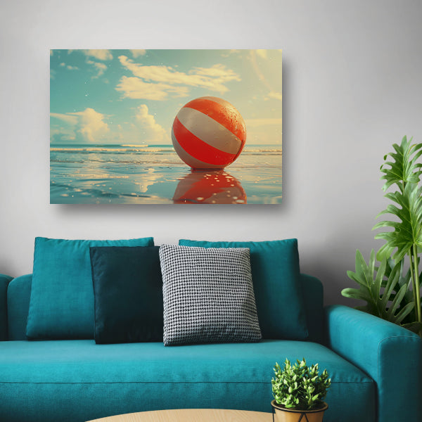 Strandbal op het strand canvas