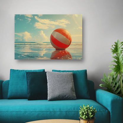 Strandbal op het strand canvas