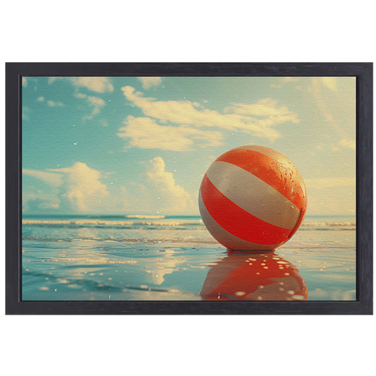 Strandbal op het strand canvas met baklijst