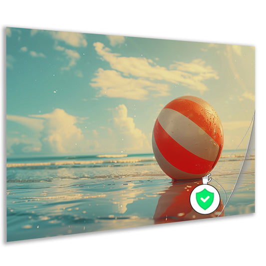 Strandbal op het strand poster