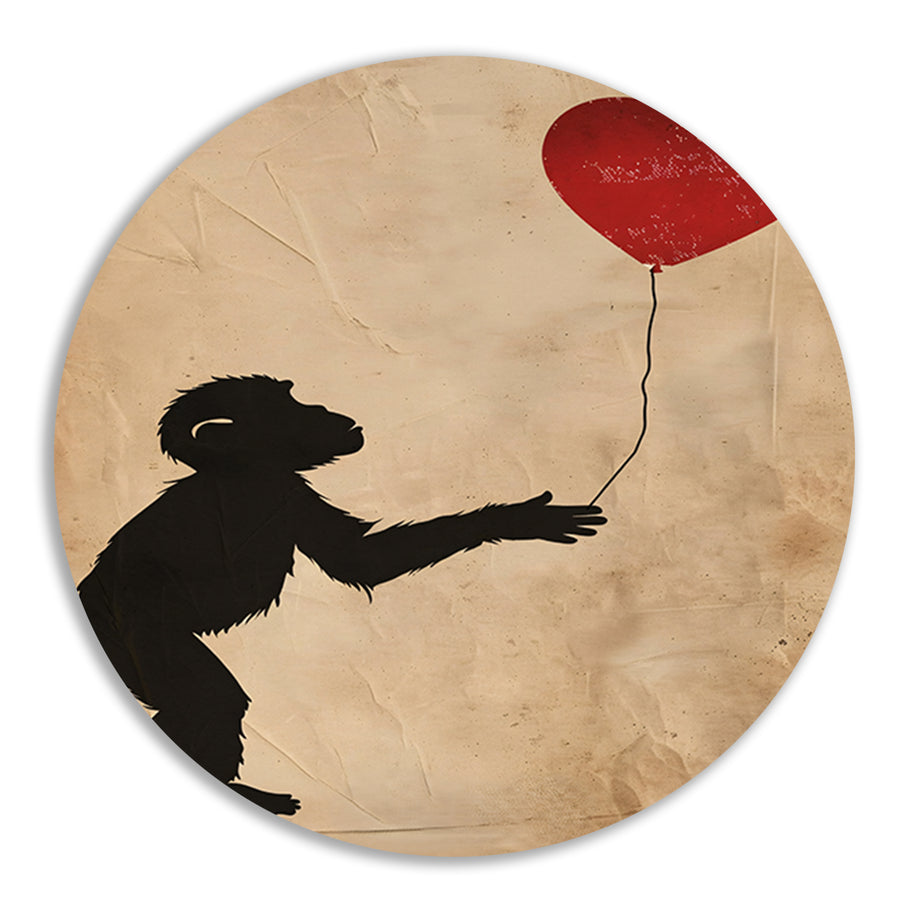 Silhouet van een aap met hartvormige ballon forex muurcirkel