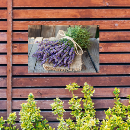 Lavendel stilleven op houten tafel tuinposter