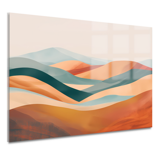 Abstract landschap met heuvels in pasteltinten acrylglas