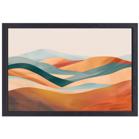 Abstract landschap met heuvels in pasteltinten canvas met baklijst