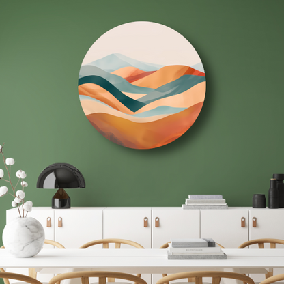 Abstract landschap met heuvels in pasteltinten forex muurcirkel