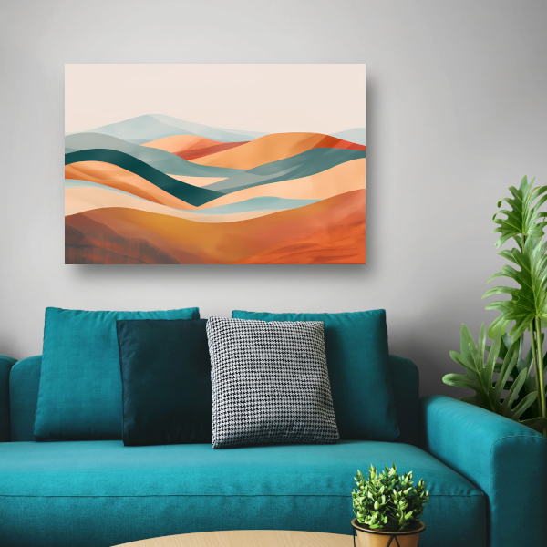 Abstract landschap met heuvels in pasteltinten canvas