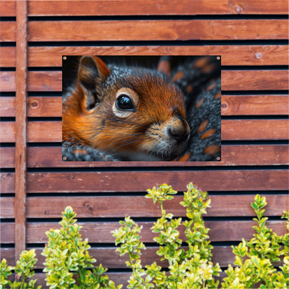 Gedetailleerde close-up van een eekhoorn tuinposter