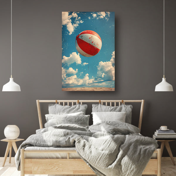 Zwevende Strandbal in Retro Stijl canvas