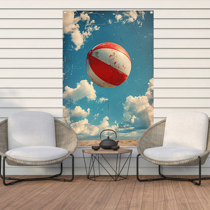 Zwevende Strandbal in Retro Stijl tuinposter