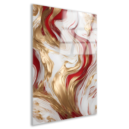 Gouden en Rode Abstracte Vloeibaarheid acrylglas