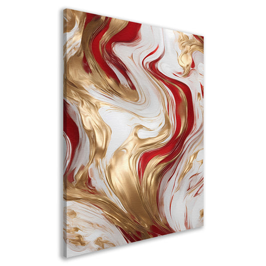 Gouden en Rode Abstracte Vloeibaarheid canvas