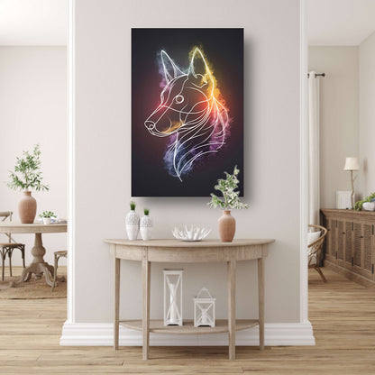 Abstracte Kleurrijke Hond Lijntekening acrylglas