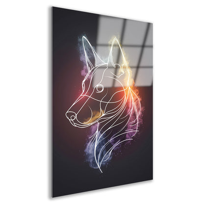 Abstracte Kleurrijke Hond Lijntekening acrylglas