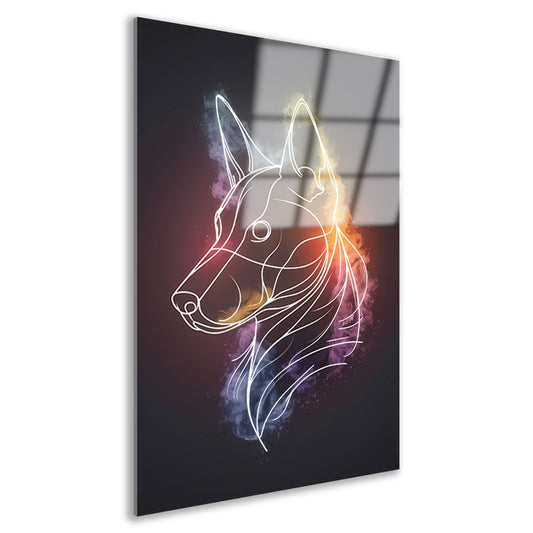 Abstracte Kleurrijke Hond Lijntekening acrylglas
