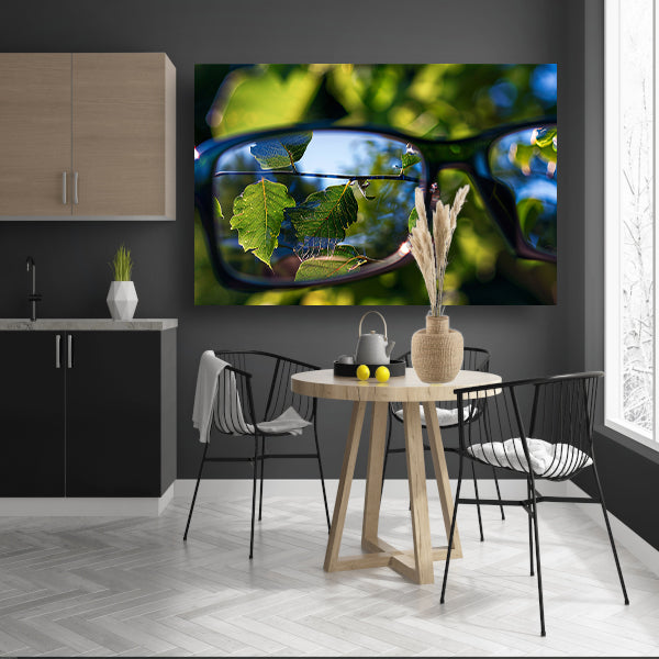 Bladeren scherp door bril gezien in natuur canvas